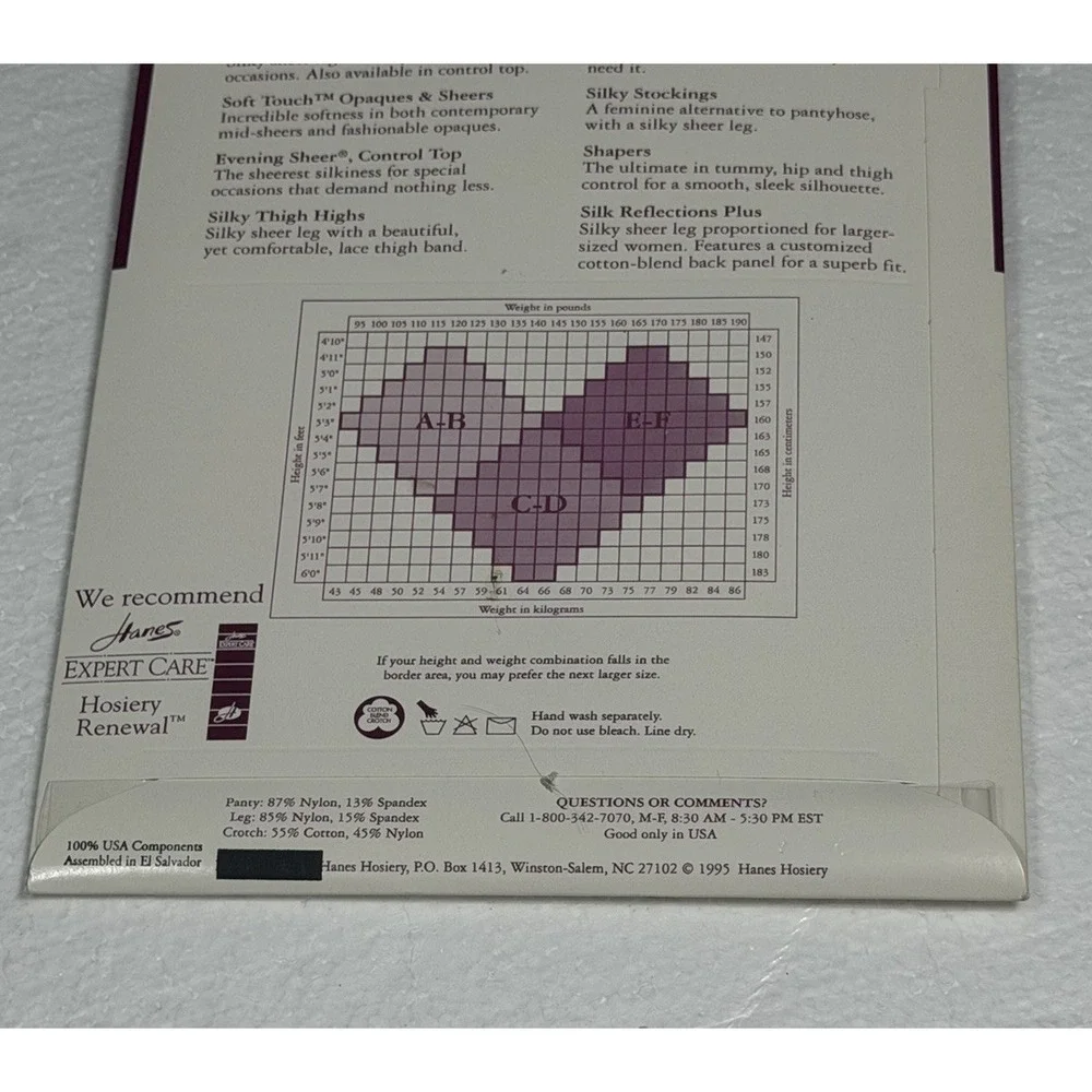 NWT VTG Hanes Silk Reflections Silky Sheer  Size CD Pearl ColorUSA